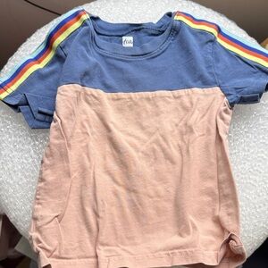 Tea Collection Kids' Rainbow Sleeve Blue and Peach Tee